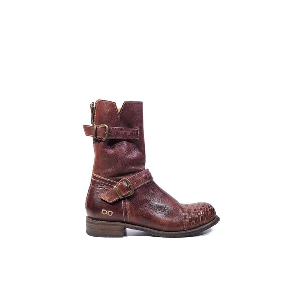 Bed Stu Moto Boots 9 Ashwell Dark Scarlett Brown Rustic Leather Boots - Picture 3 of 11